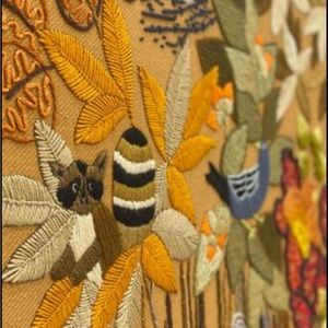 Embroidery by Erica Wilson large 4 foot x 3 foot needlework/ embroidered piece